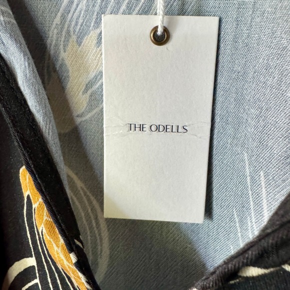 The Odells NWT Womens Tie Neck Long Sleeve Blouse 1X Black Abstract Print Career - Picture 9 of 10